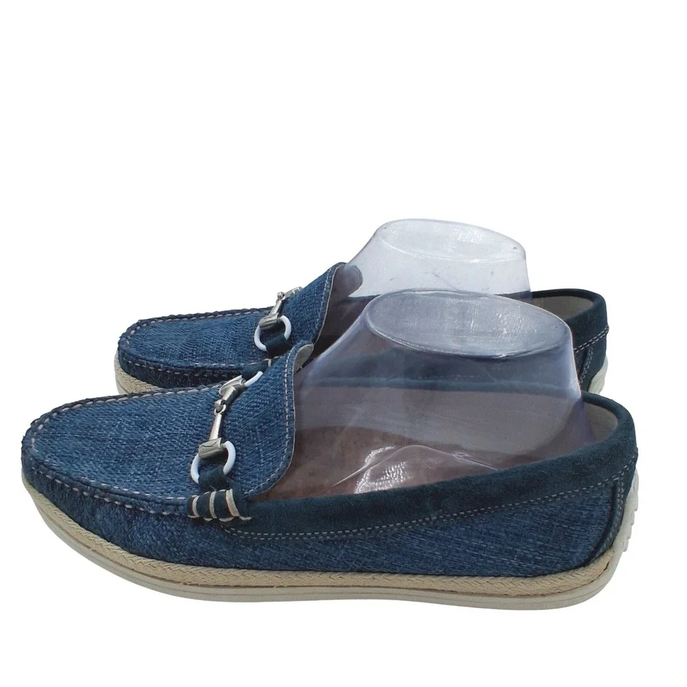 Martin Dingman Shoes Mens 8.5 M Blue Braided Bit Loafers Slip on Drivers